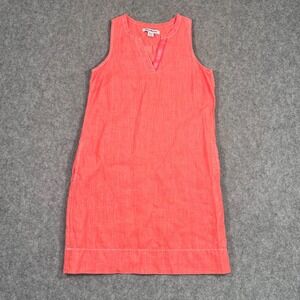 Tommy Bahama Coral Linen Sleeveless V-Neck Mini‎ Shift Dress Women's Size XS